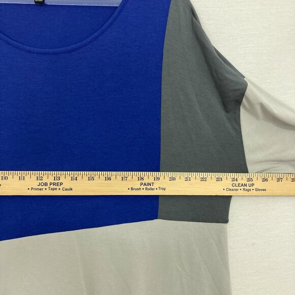 By JJ Blue Gray Color Block Ultra Soft Stretch Asymmetric Artsy Tunic XL - Picture 6 of 10